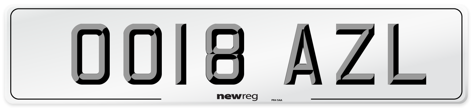 OO18 AZL Number Plate from New Reg